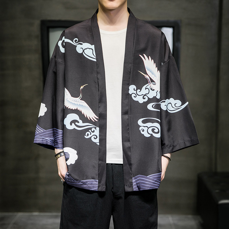 2025夏季新款风双龙逐日和服开衫披风男6006K032p40,男装卫衣,电商A008-1