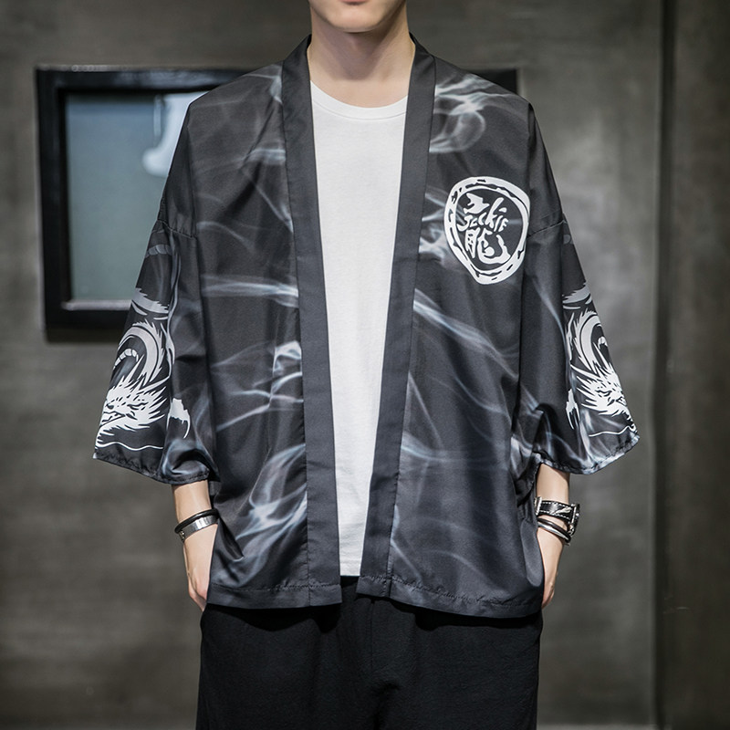 夏季新款风白龙武道天鹅汉服开衫披风男A008-1K56P40,男装民族服装,电商A008-1