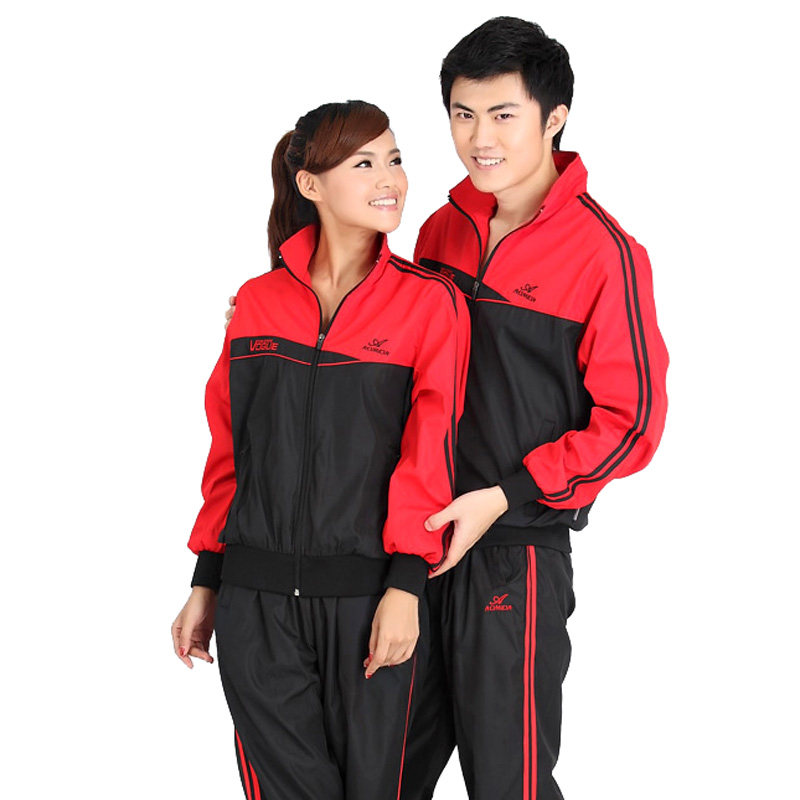 春秋新款男女梭织白色团体运动服