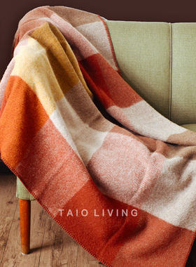 瑞典KLIPPAN棋盘格羊毛毯大气方格纹北欧风保暖客厅沙发盖毯BLOCK