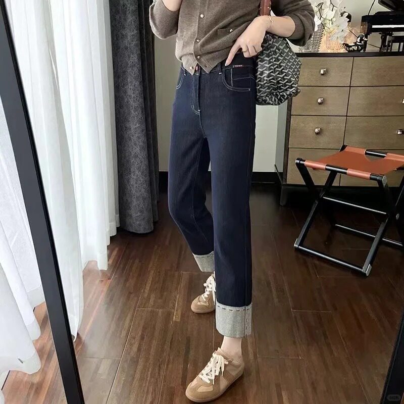 2025新款女士牛仔裤女款阔腿裤裤子梨型身材粗腿宽胯直筒休闲裤春