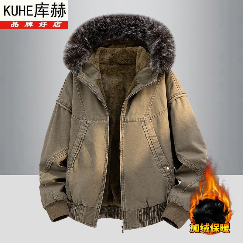 库赫纯棉复古毛领棉衣冬季保暖