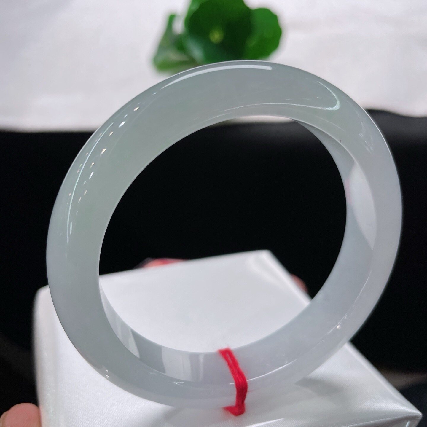 54-55圈口翡翠手镯缅甸料A货天然玉石白月光正圈平安镯玉镯子女款