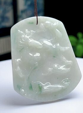 天然翡翠十二生肖马玉坠缅甸料A货玉石冰飘花马牌吊坠马到成功