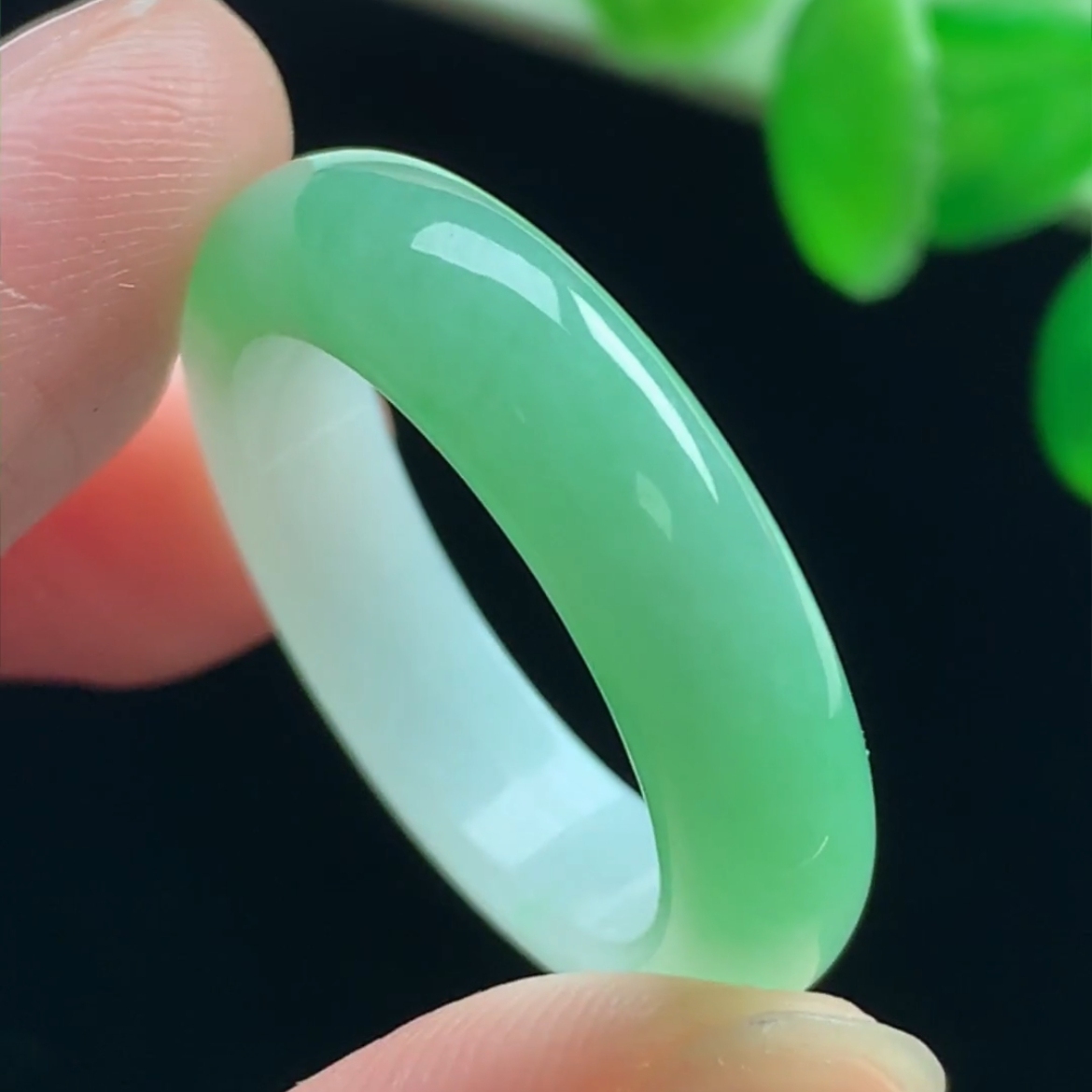 20号19mm冰飘绿翡翠戒指缅甸料天然A货玉石玉指环玉戒圈男女款