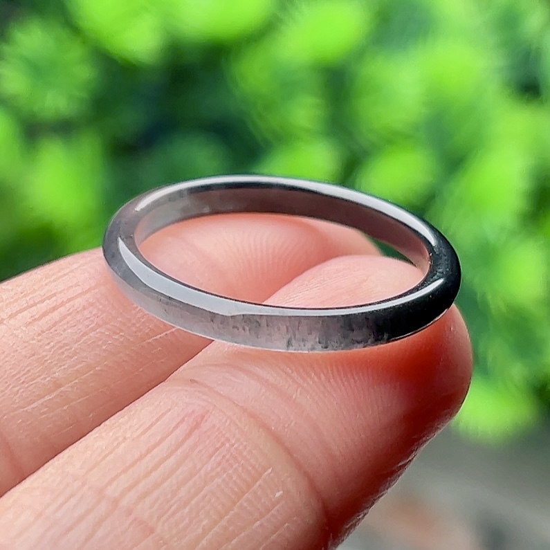 22号天然玉石翡翠冰乌鸡方戒圈指环男女款细边玉戒圈尾戒素圈精致