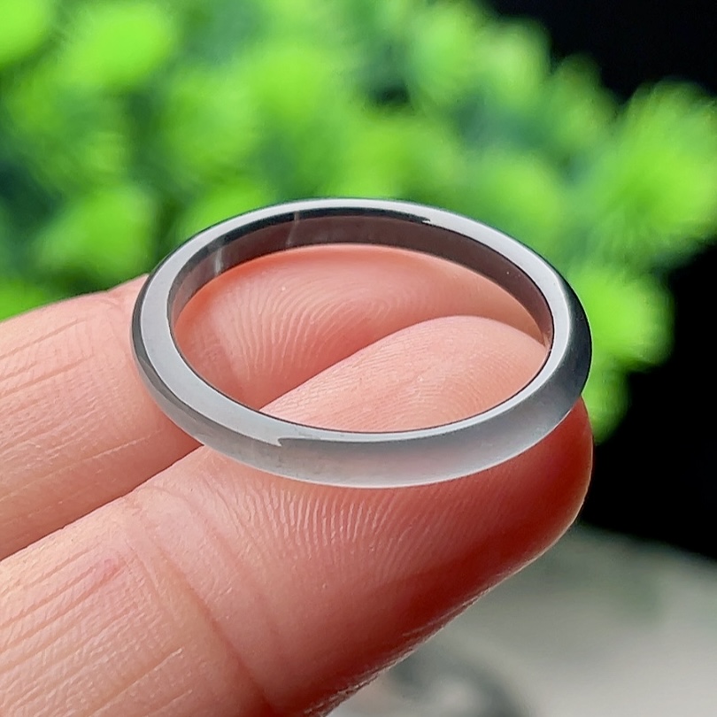 22号特色半山半水翡翠玉戒指男女冰乌鸡细边戒圈指环素圈情侣对戒