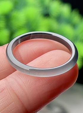 22号特色半山半水翡翠玉戒指男女冰乌鸡细边戒圈指环素圈情侣对戒