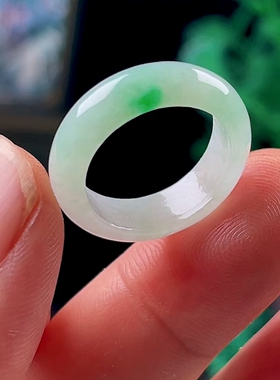 14号17mm天然翡翠A货戒指玉戒圈男女款缅甸玉石冰飘绿玉指环正品