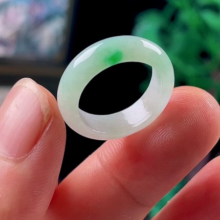 14号17mm天然翡翠A货戒指玉戒圈男女款缅甸玉石冰飘绿玉指环正品