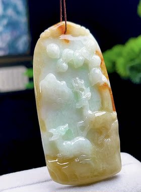缅甸翡翠鹿牌吊坠天然玉鹿玉坠