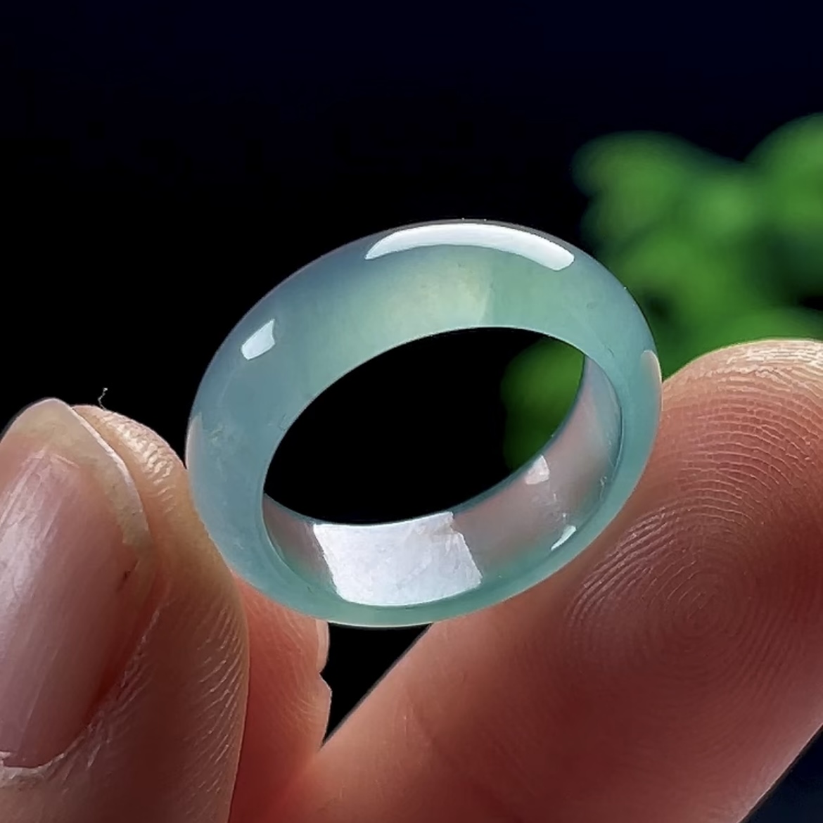 11号天然玉石翡翠宽边戒指男女保真A货冰种蓝水玉指环玉戒圈保真