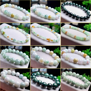 玉手串男士 18MM保真天然A货翡翠手串圆玉手链女士玉珠多彩玉石