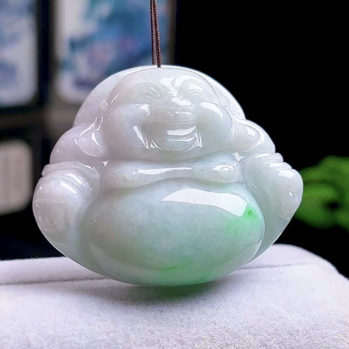 天然玉石翡翠弥勒佛挂件缅甸料A货冰飘绿佛公吊坠玉佛笑佛玉坠