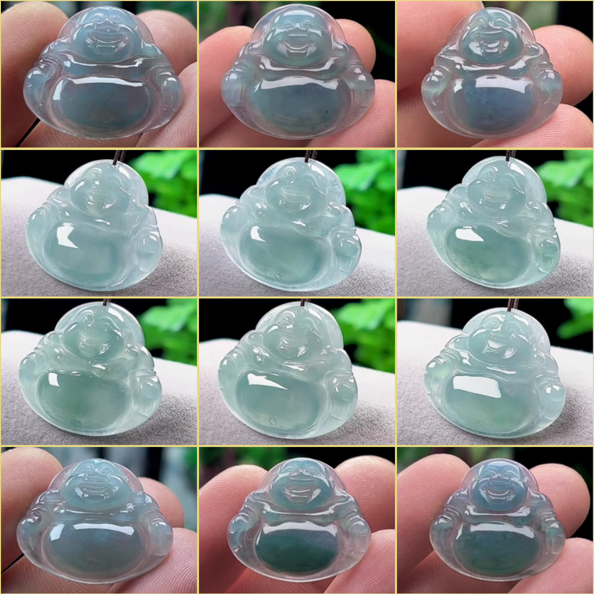 蓝水天然翡翠A货弥勒佛公玉佛