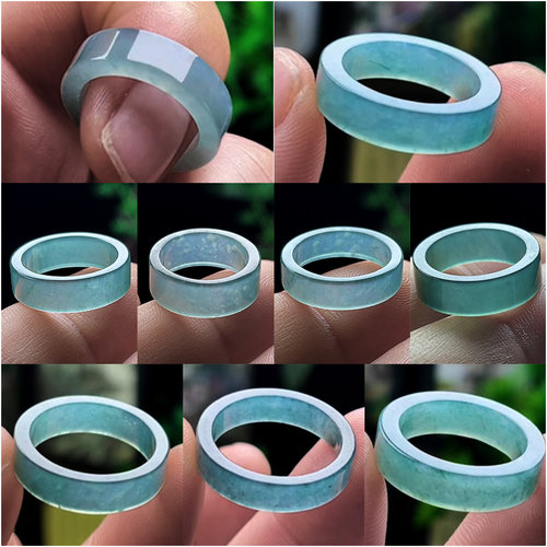 天然A货玉石翡翠戒指方戒平面