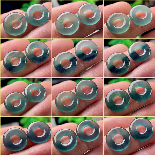 厚装翡翠甜甜圈耳坠跑环耳饰
