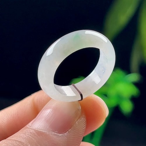 16号保真老坑A货冰飘花玉指环缅甸天然玉石翡翠戒指男女款玉戒圈