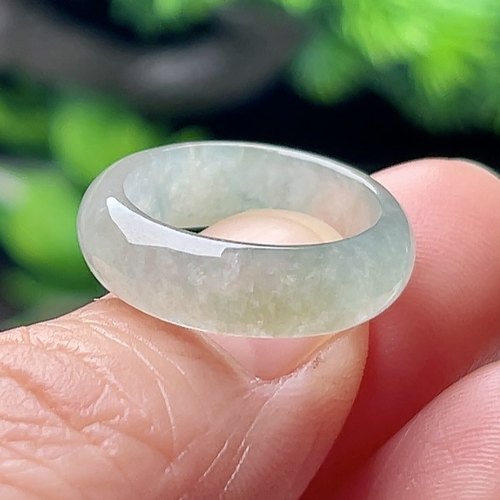 10号保真天然A货玉戒指素圈戒指正品玉石甜水绿玉介指情侣戒圈