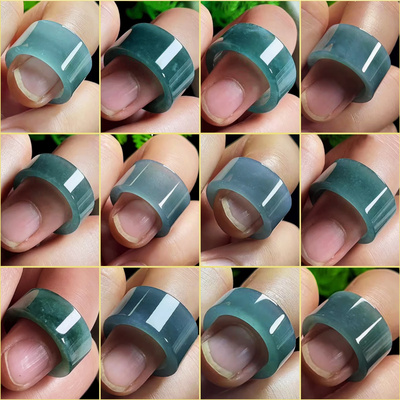 冰底老蓝水天然A货玉石玉指环
