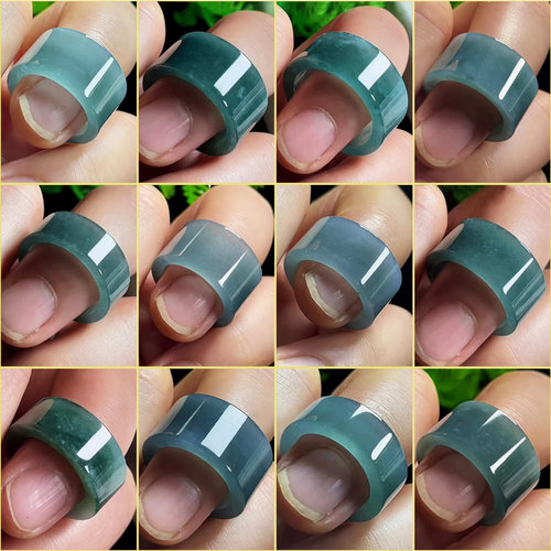 冰底老蓝水天然A货玉石玉指环