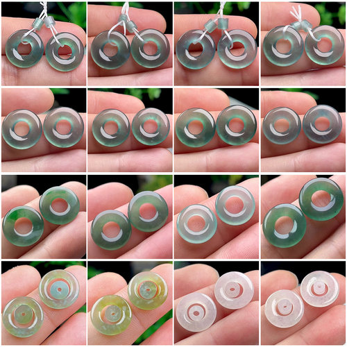 老坑冰种飘花翡翠甜甜圈耳坠