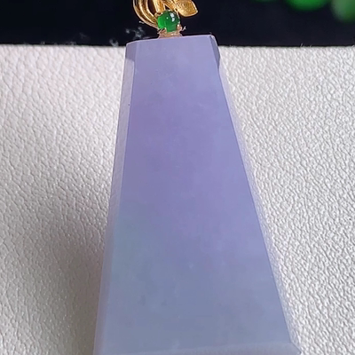 保真天然玉石翡翠平安无事玉坠缅甸料A货18K金扣紫罗兰无事牌吊坠