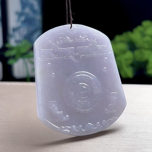 缅甸料A货紫罗兰仿古无事牌吊坠正品天然玉石翡翠平安无事玉坠