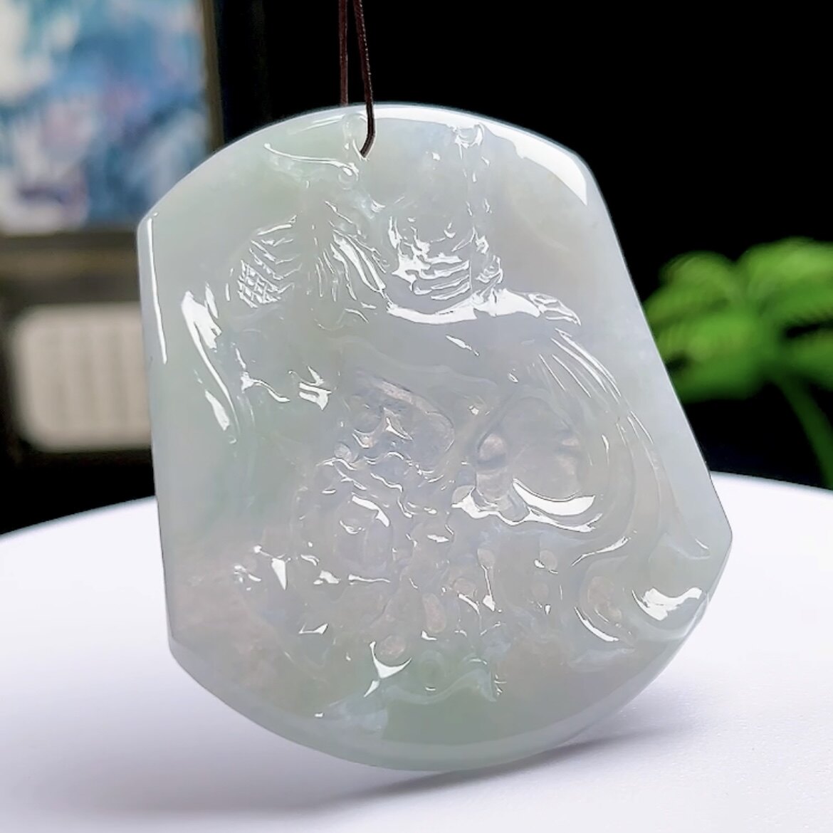 缅甸料翡翠凤凰吊坠百鸟之王挂件保真天然A货玉石冰润凤牌玉坠