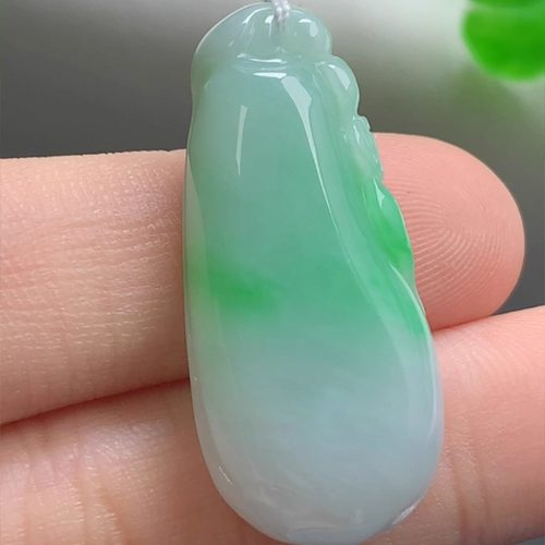 正品天然玉石冰飘绿福瓜吊坠玉瓜挂件保真缅甸料A货翡翠福挂玉坠