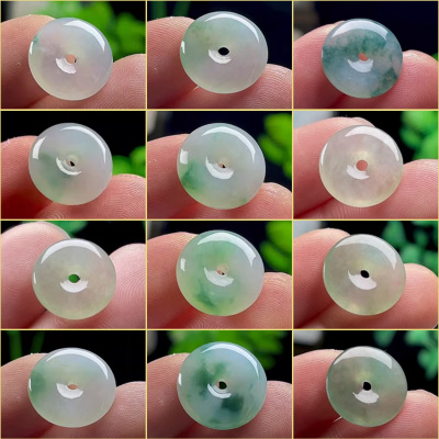 冰种飘花飘绿晴水翡翠平安扣