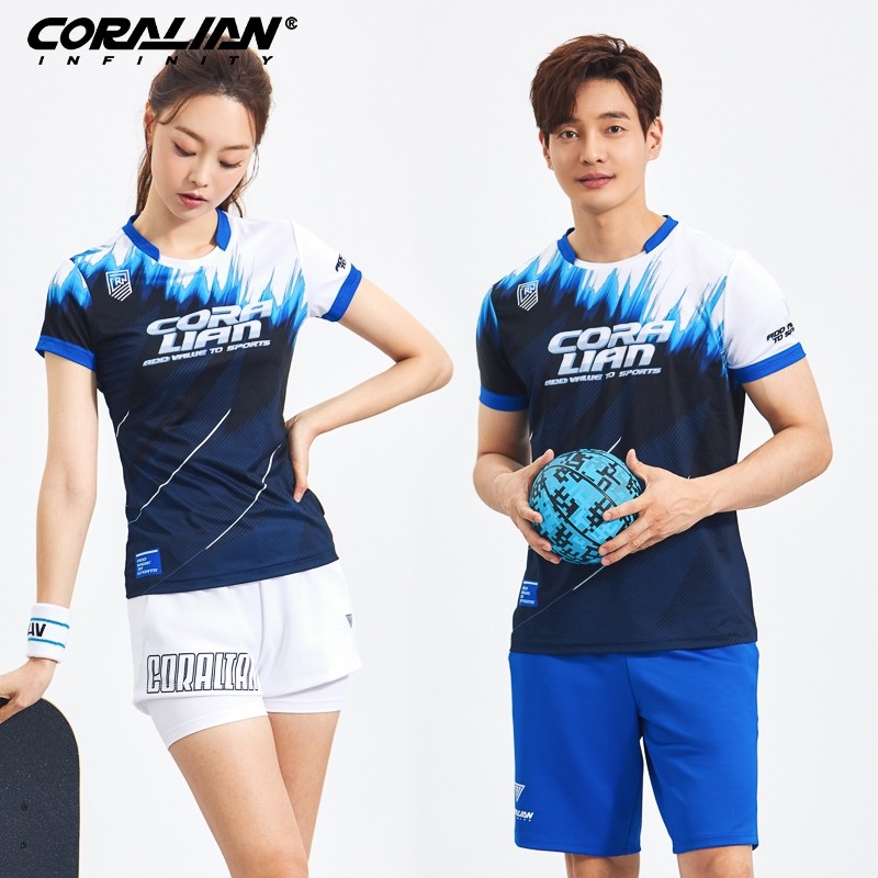可莱安韩国羽毛球服女套装男款短袖夏季新款情侣队服透气速干上衣