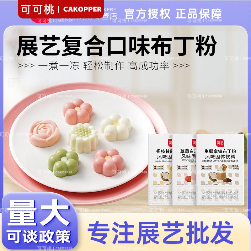 展艺布丁粉100g生椰草莓芒果奶酪家用自制果冻粉杨枝甘露奶茶店用
