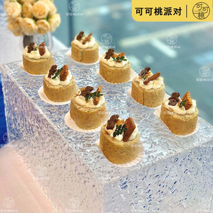 高端甜品台展示架水波纹支架商务茶歇宴会摆台糕点蛋糕陈列置物架
