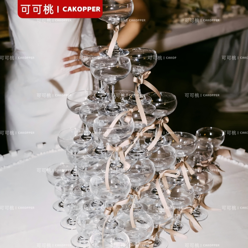 透明塑料香槟杯婚庆香槟塔配件酒店婚礼仪式用高脚酒杯小酒杯摆件
