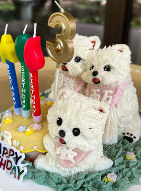 黄色星星红色火焰绿色气球生日蜡烛蛋糕装饰插件烘焙装扮配件摆件