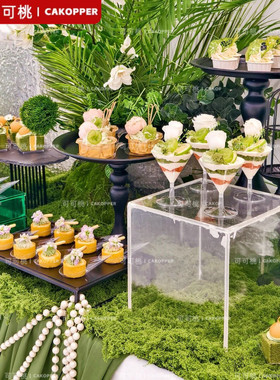 高级感绿色苔藓桌布2026新款轻奢婚礼蛋糕甜品台长方形专用摆台布