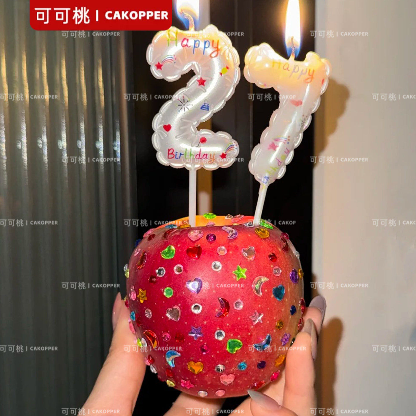 韩式ins风水钻苹果蛋糕贴饰手工DIY彩钻贴纸女孩生日派对拍照神器