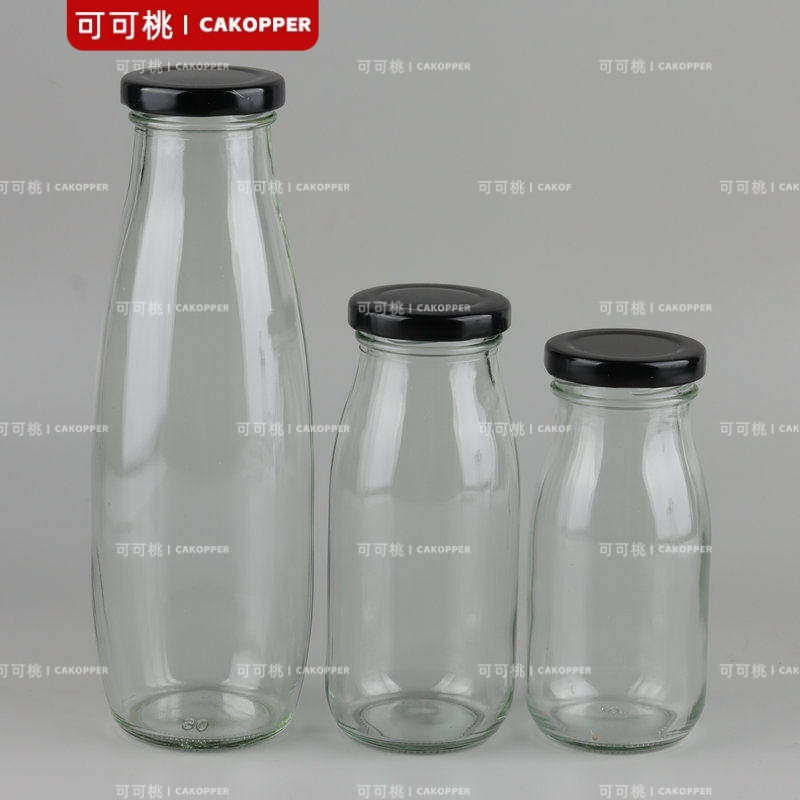 玻璃瓶带马口铁盖子200ml250ml500ml牛奶瓶酸奶玻璃瓶鲜奶瓶奶吧