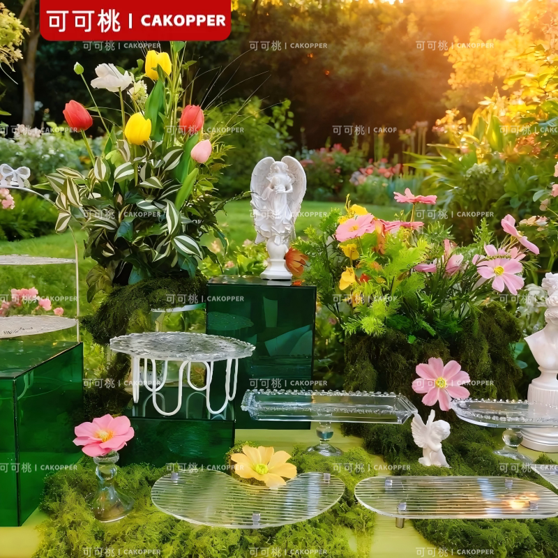 潮流异形亚克力甜品台婚庆摆台节日庆祝冷餐糕点托盘蛋糕装饰支架