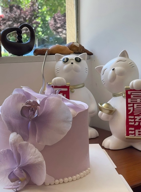简约甜美绢布紫色蝴蝶兰插件女神节母亲节通用蛋糕甜品台装饰摆件