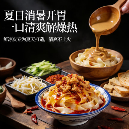 豫昌和凉皮7袋*330g劲道爽滑解腻麻酱红油速食免煮免泡开袋即食