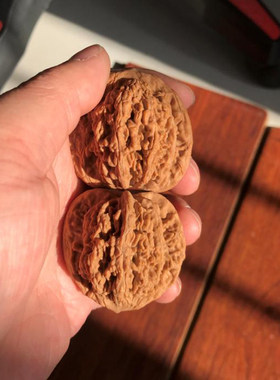 自然桩45mm麻核桃麦穗虎头文玩把件精选老树压手送礼健身狮子头大