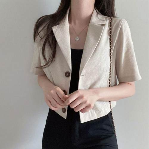 亚麻短袖薄款小西服夏季韩版