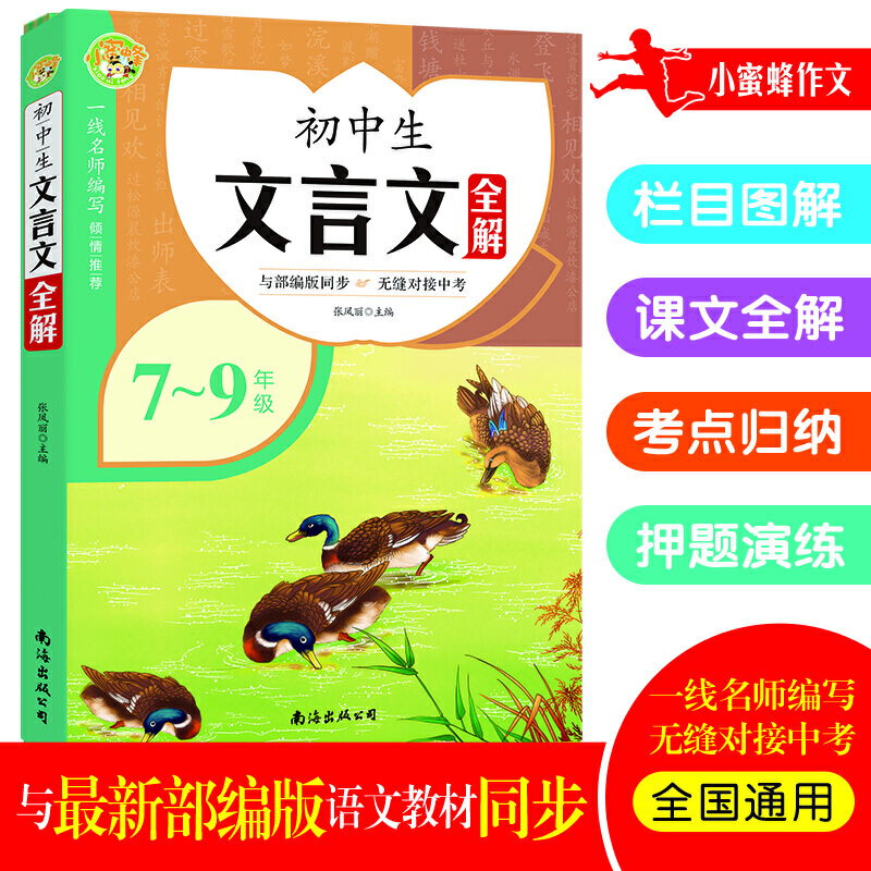 初中文言文全解译注及赏析:初中生必背古诗文全解一本通语文阅读训练通用文言文大全集全套资料