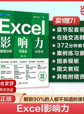 当当网 Excel影响力：数据分析 可视化 AI办公数据分析可视化智能办公Excel WPS Office函数透视表动态图表VBA宏人工智能数据 正版