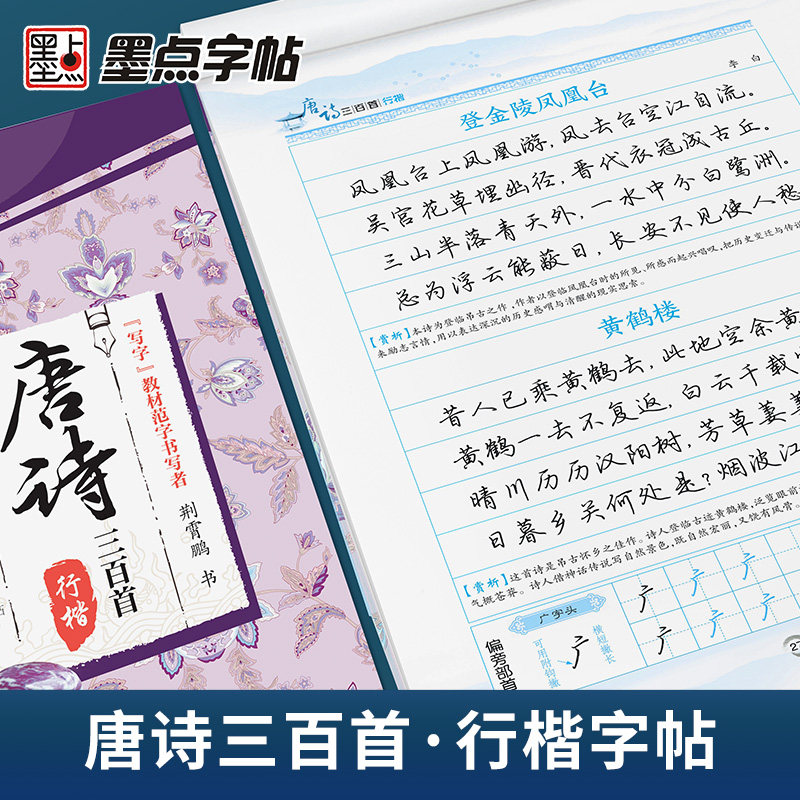 墨点字帖 行楷字帖练字大学生速成古诗词练字帖初学者手写体钢笔荆霄鹏硬笔书法临摹行楷字帖 经典文化唐诗三百首