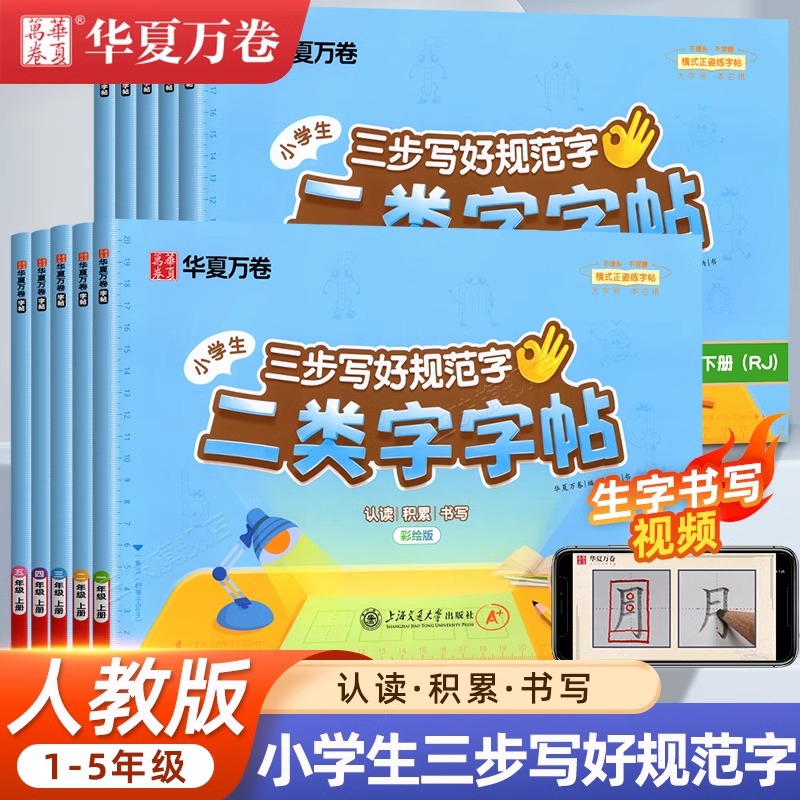 2025新版【二类字字帖】华夏万卷小学一年级二三年级上册下册语文同步练字帖人教版字帖四年级五年级三步写好规范字二类生字练字帖