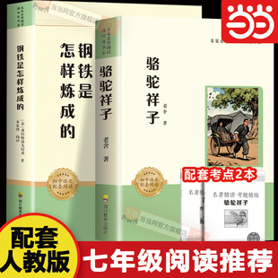 骆驼祥子和钢铁是怎样炼成 课外书初一课外阅读书籍配套人教版 正版 七年级必读正版 名著老舍朝花夕拾西游记初中生 原著完整版 当当