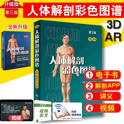 人体解剖彩色学图谱 第三版郭光文人卫全彩正常肌骨功能系解系统解刨实用经络医学影像肌肉模型解剖学图书图册教材书图解剖图谱